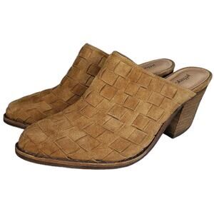 Jeffrey Campbell Mules Cognac Brown Favela Suede Weave Western Heel Size 7.5